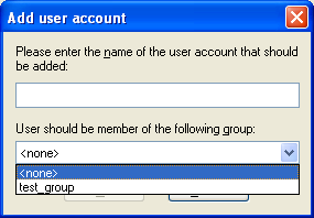 Add User Account options